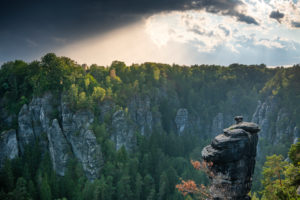 Sunset in the Elbe Sandstone Mountains with a view of the needle. Sunset in the Elbe Sandstone Mountains with a view of the needle.